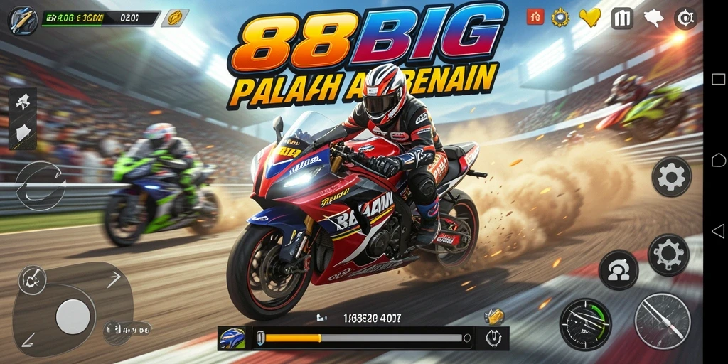 Gameplay seru dan mendebarkan di 88BIG saat balapan motor.