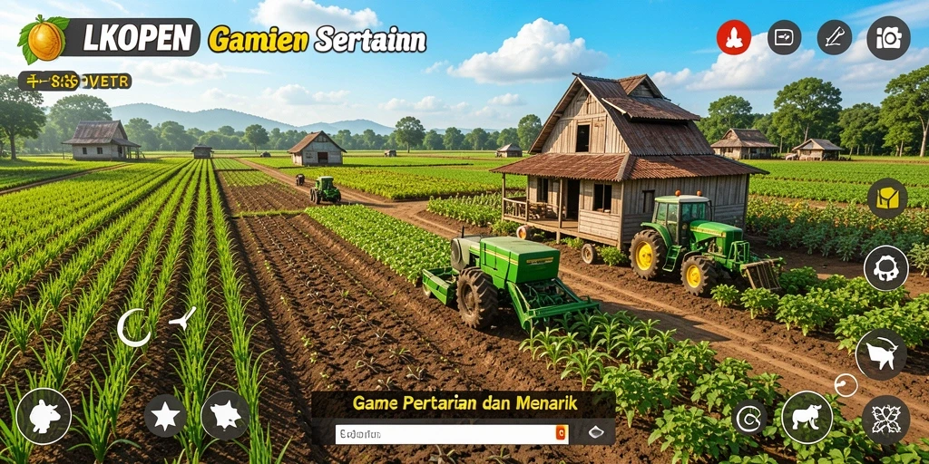 Screenshot LKOPEN menampilkan gameplay bertani yang seru dan interaktif.