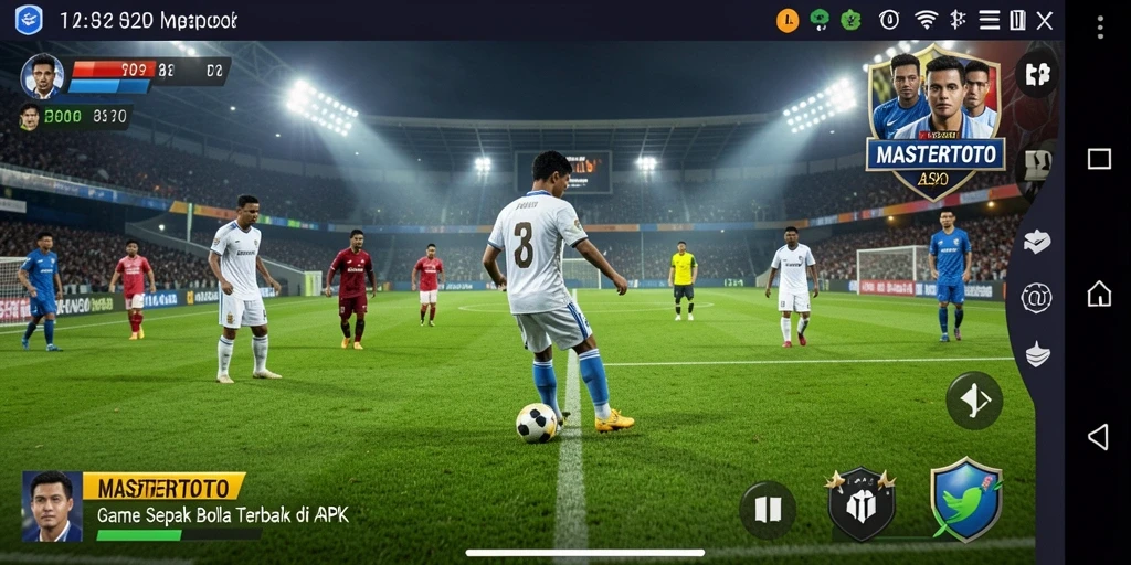 Screenshot MASTERTOTO menampilkan suasana pertandingan sepak bola yang seru.