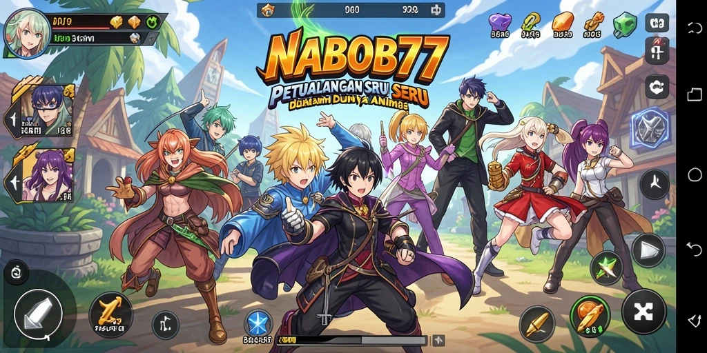 Screenshot utama NABOB77 menampilkan pertarungan seru karakter Anime.