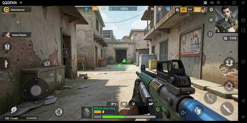 Tampilan gameplay menegangkan dari QQDEWA dengan aksi tembak-menembak.