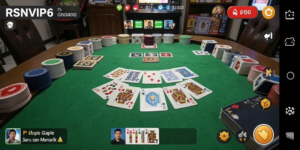 Tampilan gameplay RSNVIP6 yang menegangkan saat bermain Gaple.