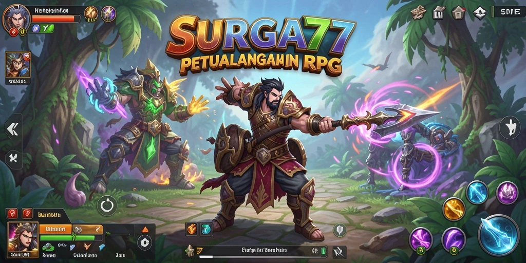 Tampilan gameplay SURGA77 yang epik dalam dunia RPG.